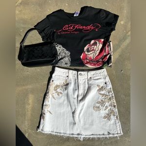 Abercrombie embroidered mini skirt